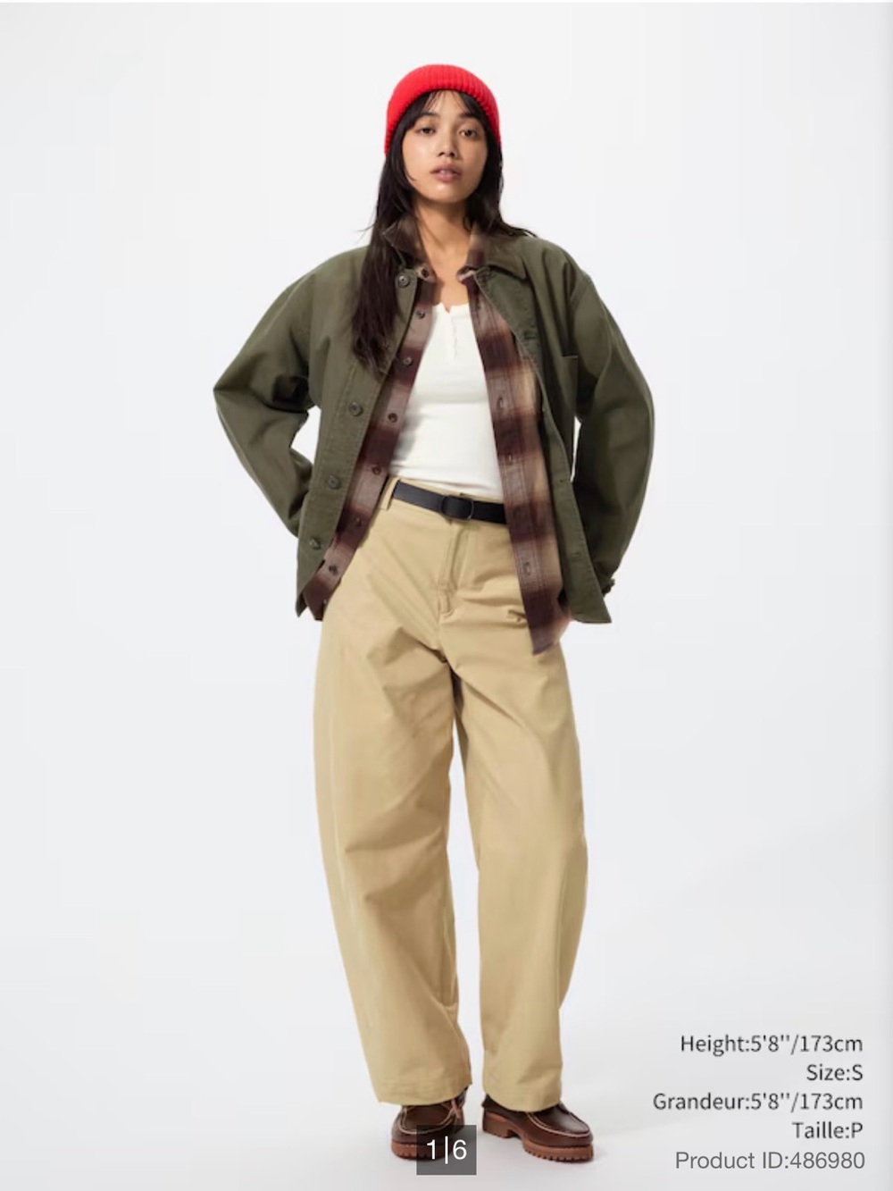 Uniqlo Jersey Barrel pants in khaki/beige size small
